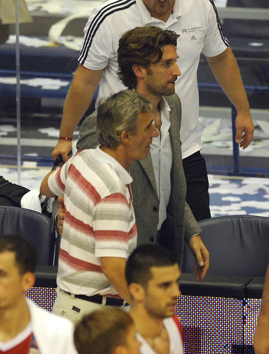 Marko Pešić i Svetislav Pešić na utakmici Bajern Zvezda