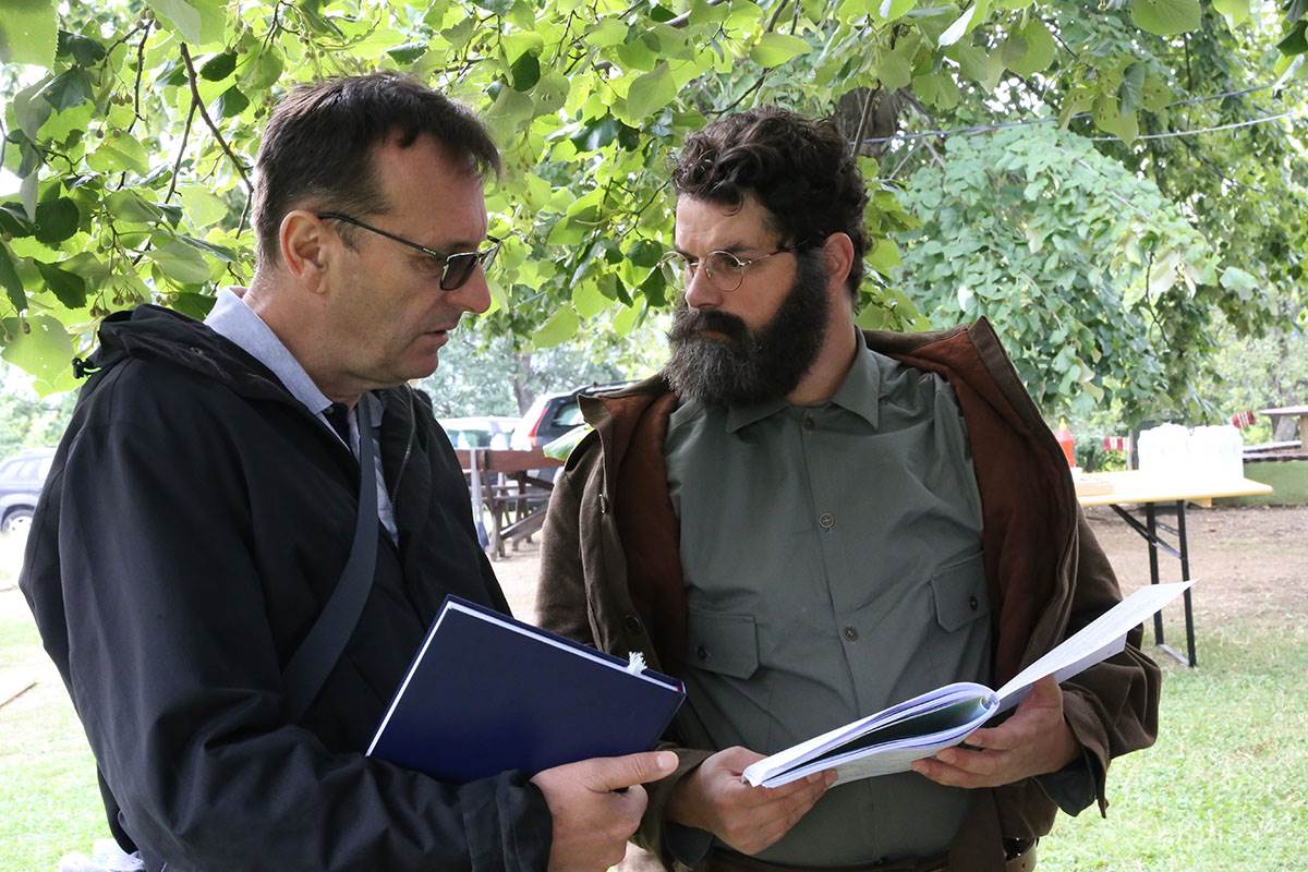 Miloslav Samardzic i Nikola Rakocevic tokom snimanja filma Djeneral (1).jpg