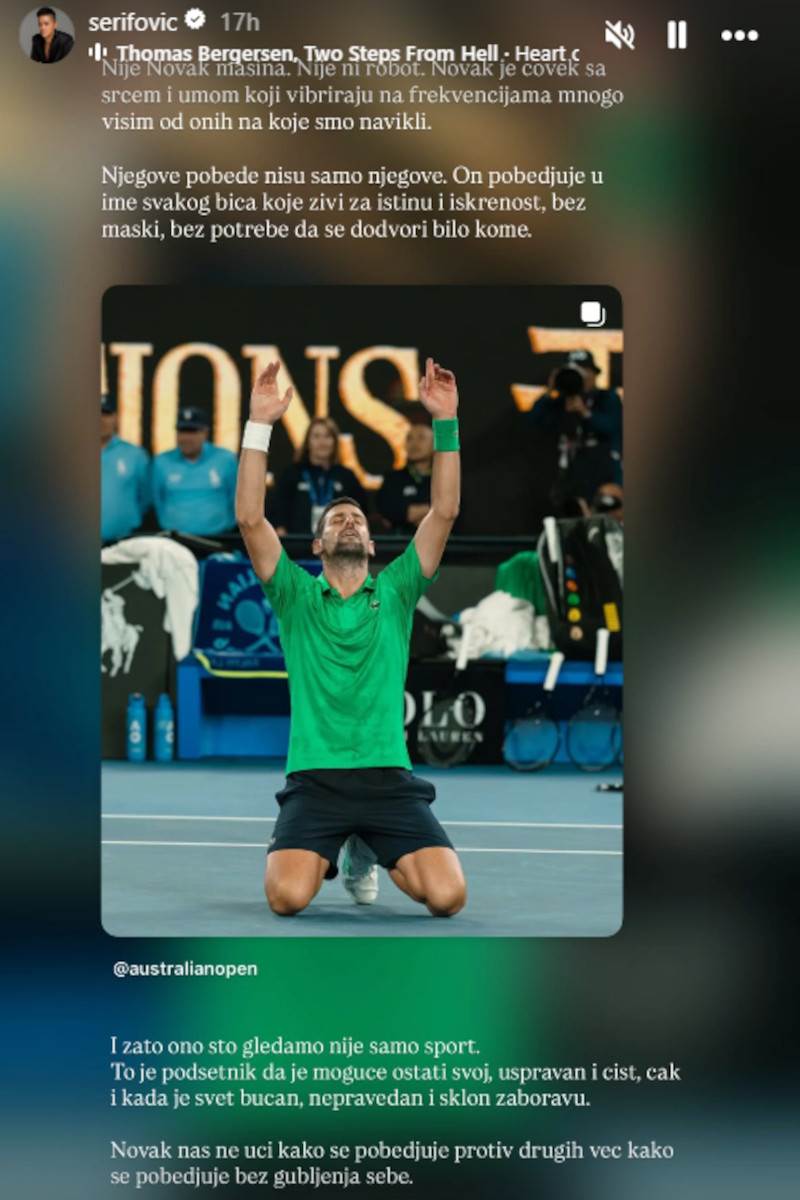 Marija Šerifović objava psovećena Novaku Đokoviću