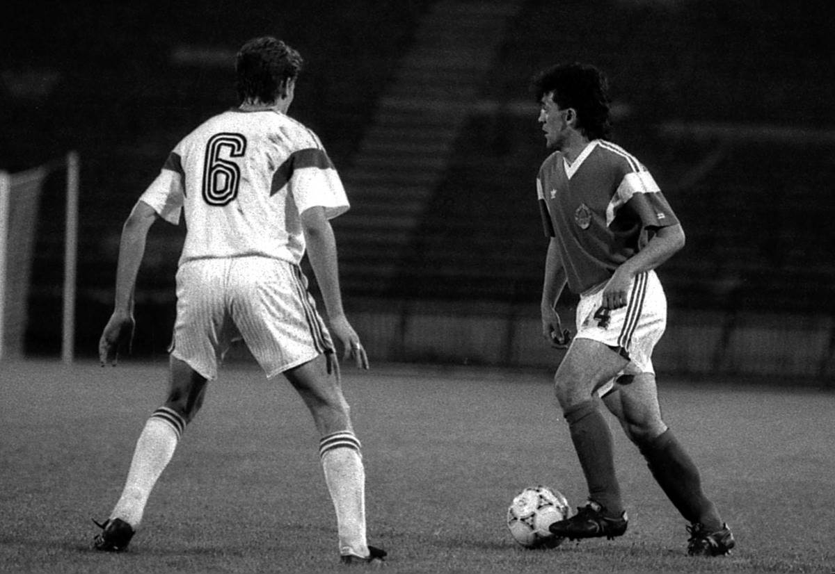 Detalj sa meča fudbalske reprezentacije Jugoslavije i reprezentacije novinara 1992. godine.