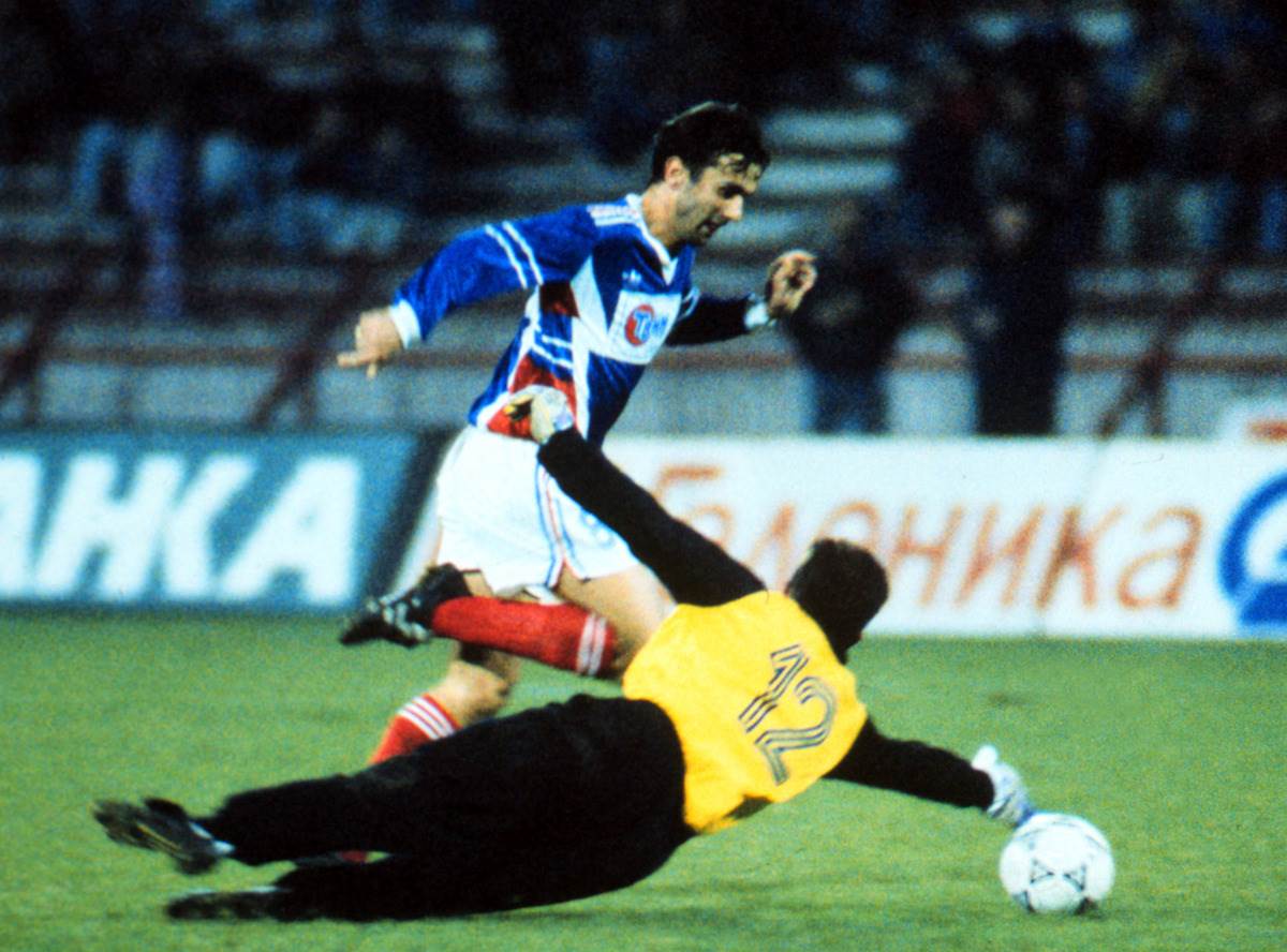 Detalj sa meča reprezentacije Jugoslavije i tima novinara iz novembra 1992. godine.