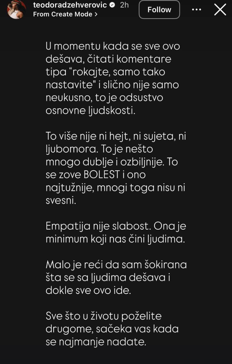 Teodora Džehverović o bombardovanju