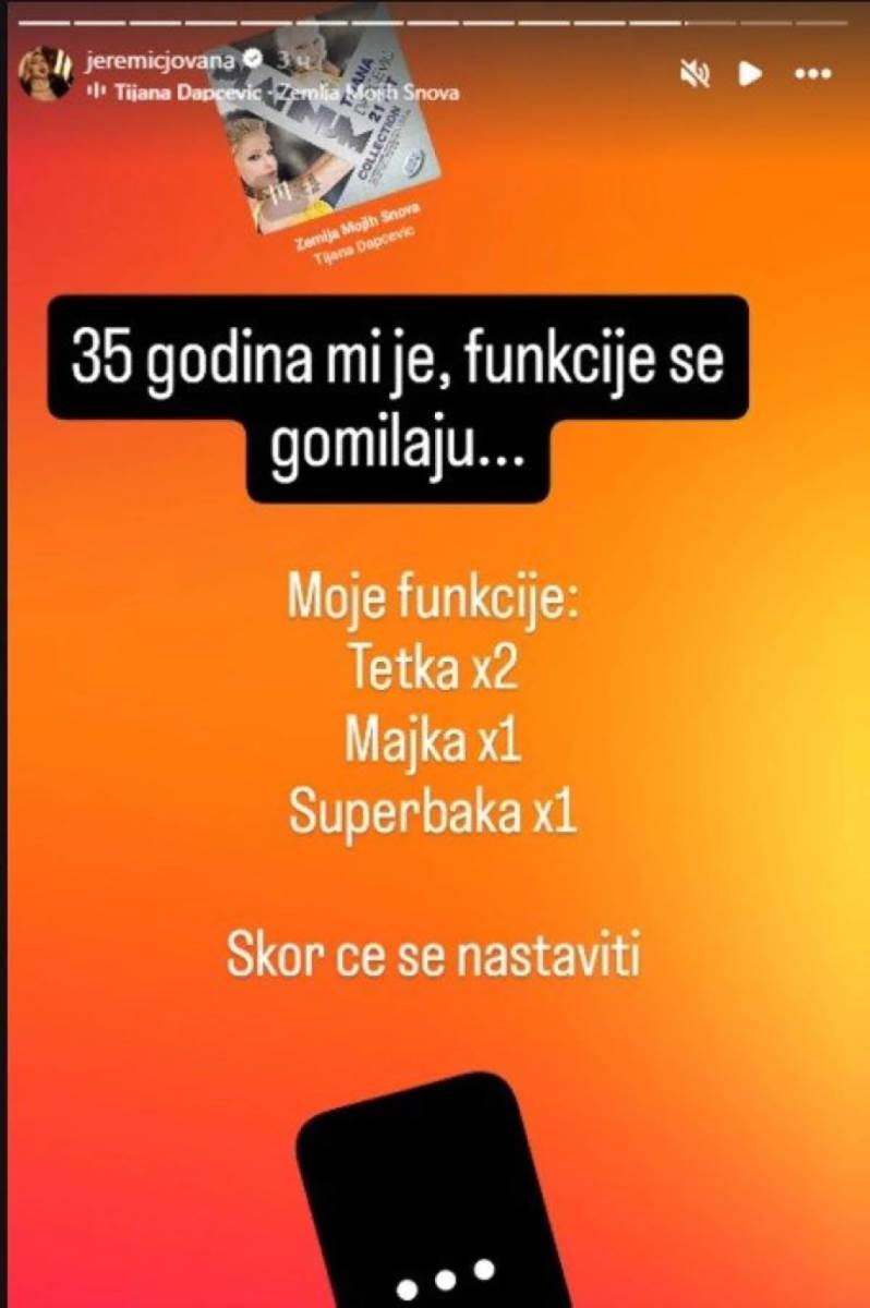 Jovana Jeremić postala baba u 35 godini