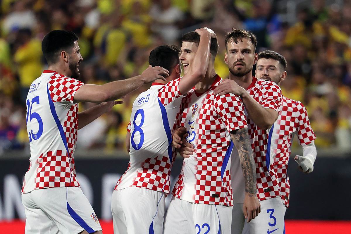 Luka Vušković slavi gol za Hrvatsku.