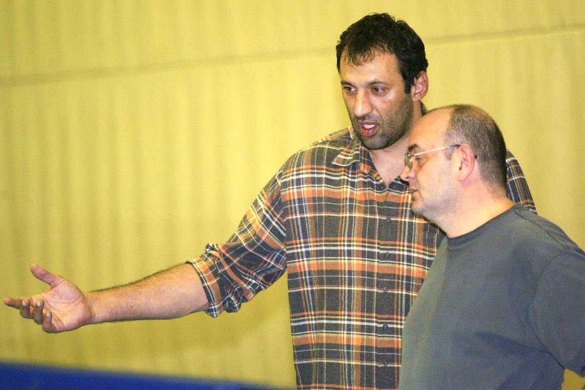 Vlade Divac i Duško Vujošević na treningu Partizana