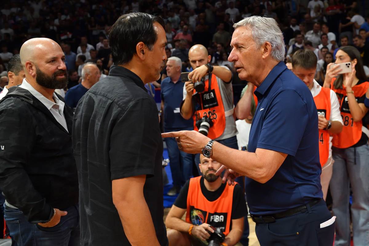 Svetislav Pešić i Erik Spolstra na meču Srbije i Slovenije