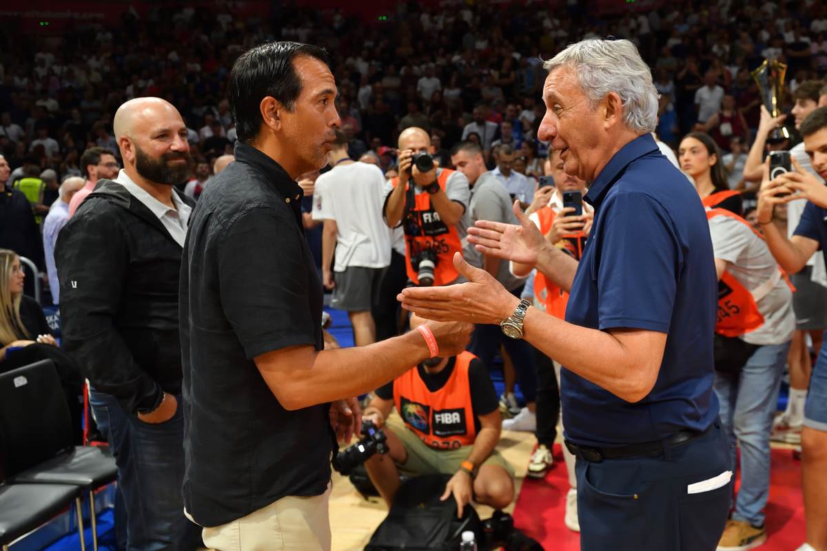 Svetislav Pešić i Erik Spolstra na meču Srbije i Slovenije