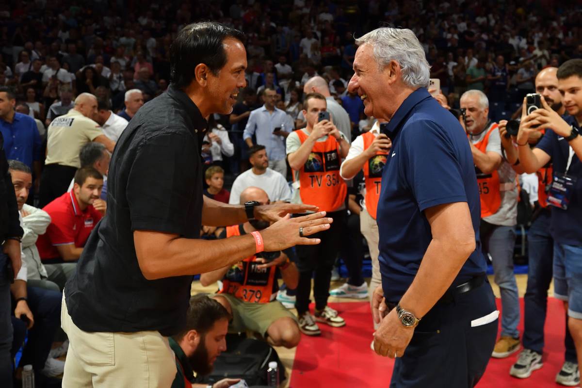 Svetislav Pešić i Erik Spolstra na meču Srbije i Slovenije