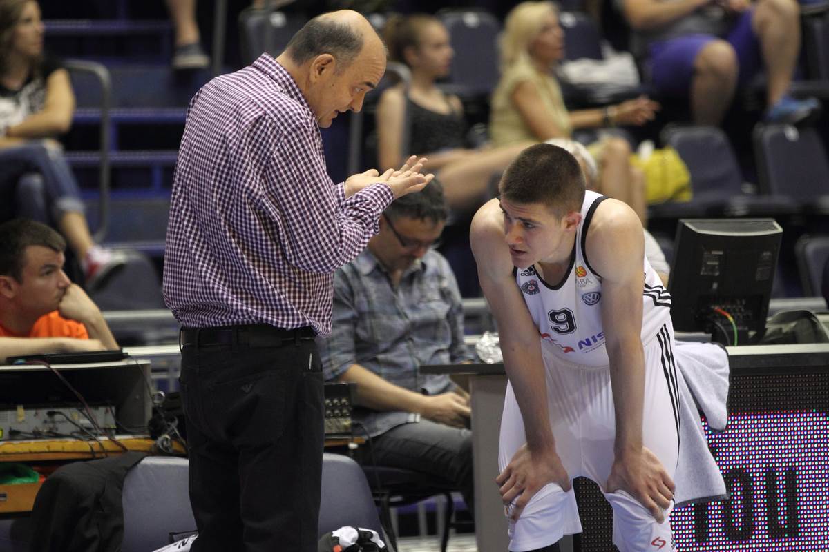 Duško Vujošević i Vanja Marinković na utakmici Partizana