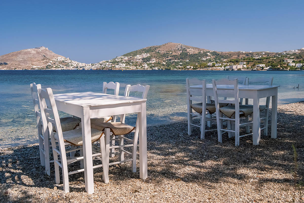Restoran na plaži Alinda na ostrvu Leros u Grčkoj