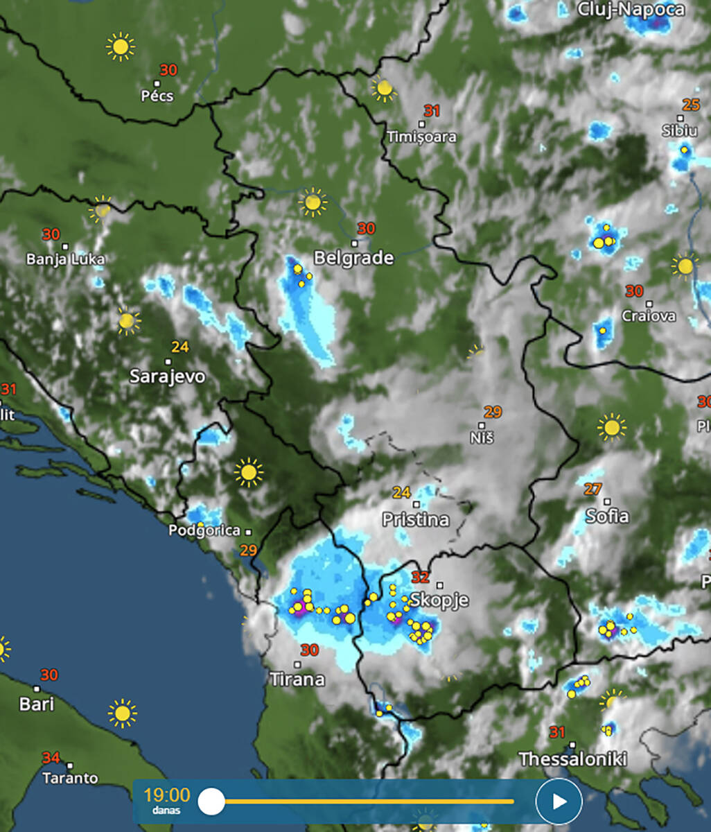 Radarski snimci nevremena u Srbiji