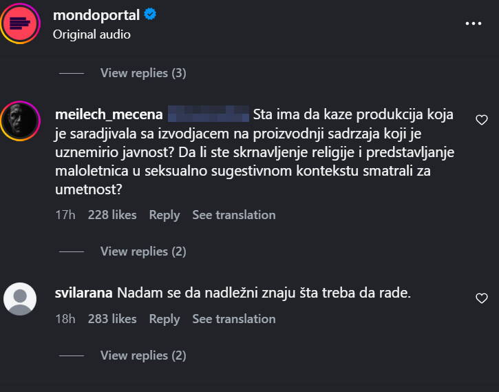 Faraon komentari MONDO Instagram