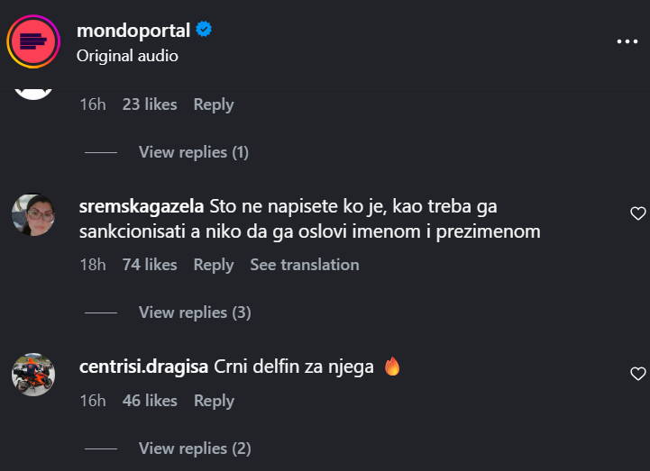 Faraon komentari MONDO Instagram
