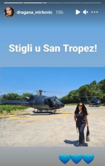 dragana mirkovic helikopterom na letovanje
