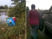 žena baca smeće đubre u reku