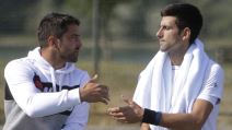 Janko Tipsarević i Novak Đoković na treningu