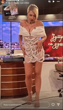 Jovana Jeremić u Jutarnjem u prekratkoj haljini sa dekolteom