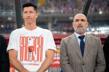 Robert Levandovski i Mičal Probierz na meču Poljske