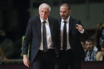Željko Obradović i Bogdan Karaičić na utakmici Partizana