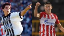 Andrija Maksimović i Mateja Kežman u dresovima Partizana i Crvene zvezde