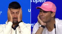 Novak Đoković sa leve strane, a Rafael Nadal sa desne.