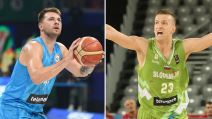Luka Dončić i Alen Omić u dresovima reprezentacije Slovenije.