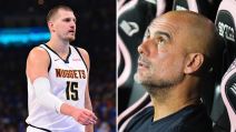 Nikola Jokić s leve strane i Pep Gvardiola sa desne.