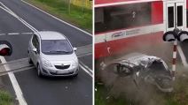 Voz uništio automobil na šinama