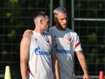 Fudbaleri Crvene zvezde Timi Maks Elšnik i Marko Arnautović.