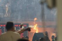 Požar na utakmici Partizana na Tašmajdanu