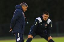 Luka Jović na treningu Srbije sa Piksijem.