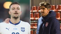 Sergej Milinković-Savić u belom dresu i Veljko Paunović u jakni.