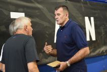 Zoran Savić i Željko Obradović na treningu Partizana