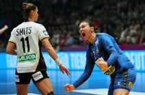 Rukometašica Srbije Dragana Cvijić slavi gol na utakmici protiv Nemačke na Svetskom prvenstvu