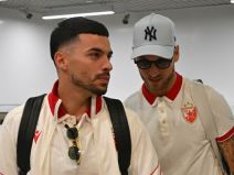 Nemanja Radonjić i Marko Arnautović, fudbaleri Crvene zvezde.