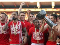 Golman Crvene zvezde Boban Bajković na proslavi titule u sezoni 2013/14.