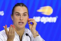 Arina Sabalenka na konferenciji za medije.