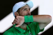 Novak Đoković na meču protiv Frančeska Maestrelija