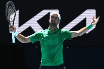 Novak Đoković na meču protiv Frančeska Maestrelija