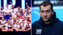 Uroš Stevanović i vateprolisti Srbije koji slave zlatnu medalju na EP.