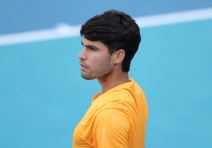 Karlos Alkaraz na meču protiv Sebastijana Korde