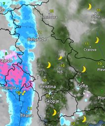 kretanje padavina u četvrtak u 22h