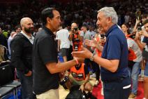 Svetislav Pešić i Erik Spolstra na meču Srbije i Slovenije