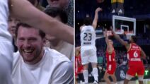 Luka Dončić slavi sa Serhijom Ljuljom trojku na Zvezda Real