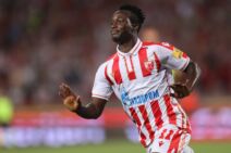 Osman Bukari u dresu Zvezde slavi gol