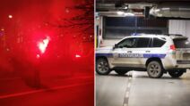 Policija, interventna, baklja, baklje, navijači