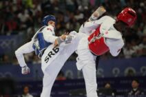 Stefan Takov u toku borbe na Olimpijskim igrama