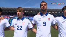 Vasilije Kostov i Jovan Milošević na utakmici Zelenortska Ostrva Srbija