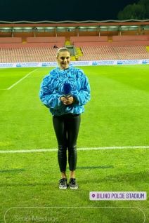 Arena sport voditeljka Zerina Patković šta je obukla voditeljka Sarajevo Budućnost utakmica