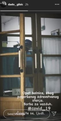 Dado Glišić opet zaražen korona virusom